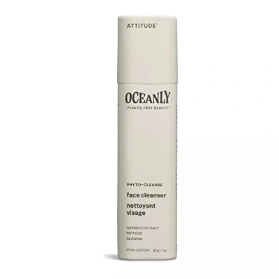 Image of ATTITUDE Oceanly Face Cleanser Stick, EWG Verified, Plastic free, Plant and Mineral Based Ingredients, Vegan Beauty Products, PHYTO CLEANSE, Unscented, 30 grams