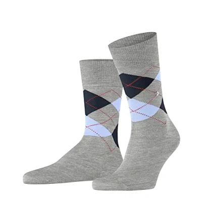 Image of Burlington Men&#039;s Manchester M SO Cotton Patterned 1 Pair Socks, Grey (Concrete Melange 3615) new eco friendly, 11 14