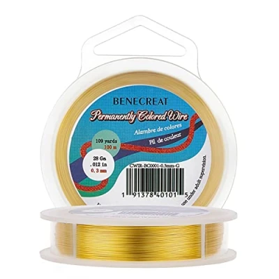 Image of BENECREAT 0.3mm Real Gold Plated Jewellery Making Copper Wire, 100m Tarnish Resistant Wire Beading Craft for Jewelry Supplies and Crafting,
