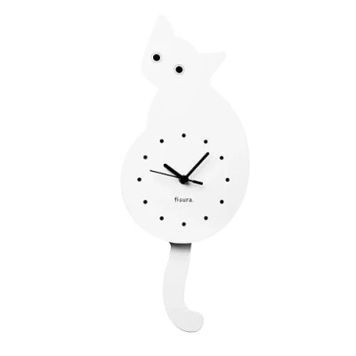 Image of FISURA Wall Clock, Wood, White, Standard