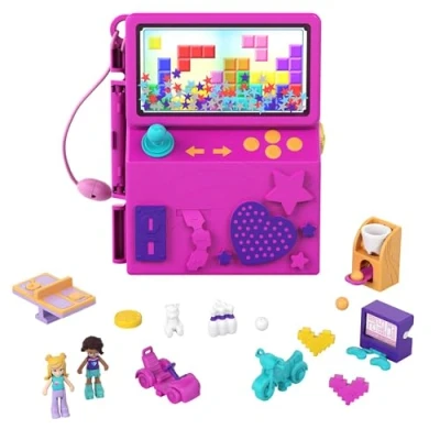 Image of Polly Pocket Compact Carry Play Themed Adventure Micro Dolls Race &amp; Rock