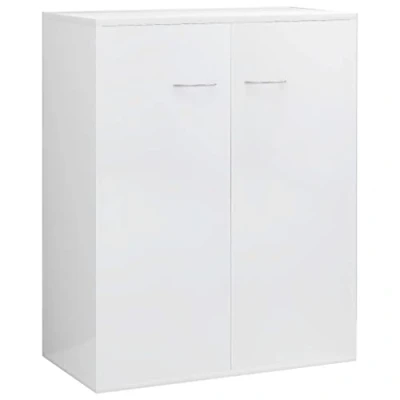Image of vidaXL High Gloss White Sideboard Minimalist Design, Ample Storage Cabinet, Versatile Home Furniture, Ideal for Living Room, Bedroom, Office