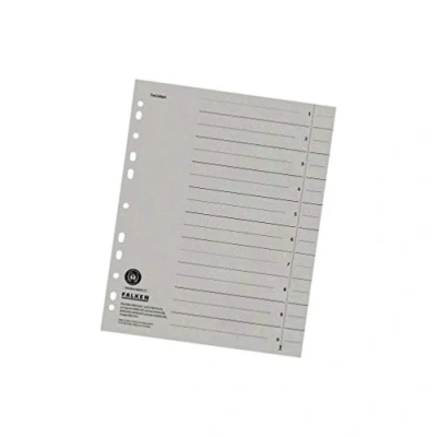 Image of Original Falken 100 pack of dividers. Made in Germany. recycled cardboard for DIN A4 grey dividers folders index calendars Blue Angel
