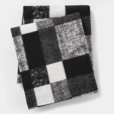 Image of Dreamscene Winter Check Fleece Blanket Super Soft Warm Cosy Sofa Bed Picnic Garden Throw Over, Plaid Tartan Black 120 x 150cm
