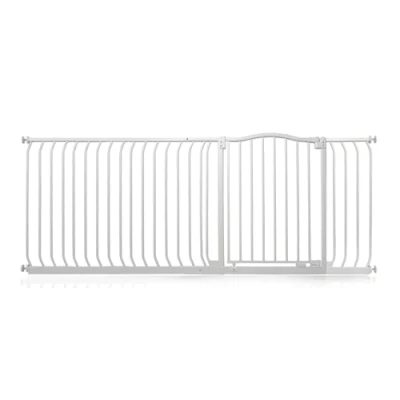 Image of Safetots Curved Top Safety Gate, 189cm 198cm, Matt White, Pressure Fit Stair Baby Gate for Doors Hallways and Spaces, Barrier, Easy Installation