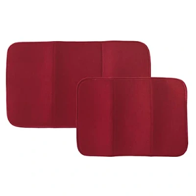 Image of T fal Textiles Dish Drying Mat with Mesh 2 Pack Crimson 69998