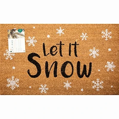 Image of LP Doormats Christmas door mat Let it snow coir doormat Xmas 75cm x 45 indoor outdoor sheltered use welcome front mats (Welcome) (Let Snow)