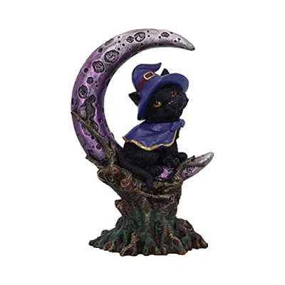 Image of Nemesis Now Grimalkin Witches Familiar Black Cat and Crescent Moon Figurine, 18.5cm U5436T1
