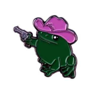 Image of Cowboy Frog Badge Enamel Pin Brooch Cartoon Animal Jacket Backpack Accessories for Backpacks Jackets Hats Bags
