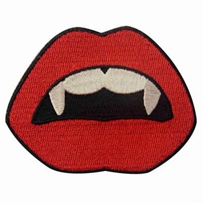 Image of Vampire Mouth Blood Sexy Red Lips Embroidered Applique Iron On Sew Patch