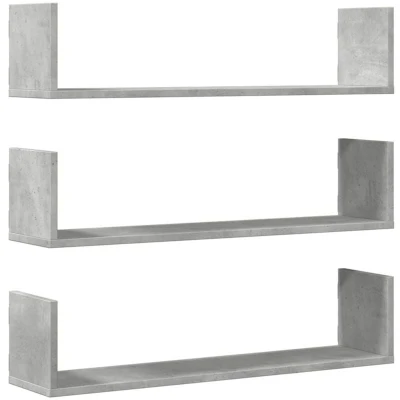 Image of vidaXL Wall Shelves 3 pcs Concrete Grey 80x18x18 cm Engineered Wood