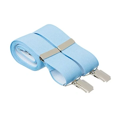 Image of XXL Pale Light Blue Trouser Braces Suspenders Plain 35mm Wide Adjustable Strong Silver Clips Mens Extra Long Size 2XL Available Trousers for Men Womens 52 Inches