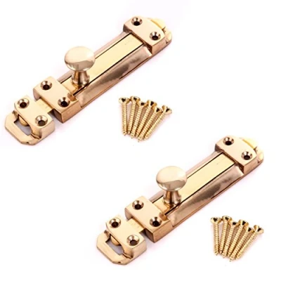 Image of 2X Heavy Duty 4&quot;/100mm Solid Brass Slide Door Bolts Dead Lock Security Catches/Latches