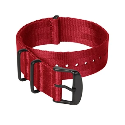 Image of Archer Watch Straps Seat Belt Weaved Nylon Premium Quality NATO (Red, Matte Black, 22mm)