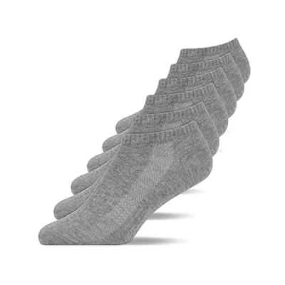 Image of SNOCKS Women &amp; Men Ankle Socks/Sneaker Socks (6 Pairs) 6x Grey Cotton, UK 6 8