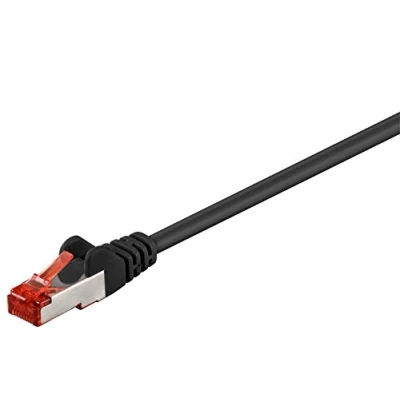 Image of Goobay 92706 CAT 6a Patch Cable, Ethernet Double Shielded, S FTP up to 10000 Mbits, 500 Mhz, Halogen Free Copper RJ 45 Connectors, Gold Plated Contacts, 30m, Black