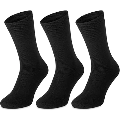 Image of ARG 3 Pairs Ladies Warm Thermal Socks Winter Outdoor Work Hiking Thick Havy Duty in Black &amp; Grey Navy Size 4 7 Sock (Pack of Black)