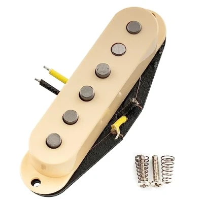 Image of Artec SSA 12R Vintage Style Staggered Alnico 5 Reverse Wound Single Coil Middle Pickup 6.5K for Strat Electric Guitar, Cream