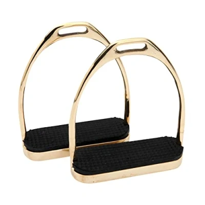 Image of Horka Fillis Gold Brass Stirrups Equestrian Horse Riding Training Accessories