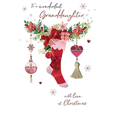 Image of Magnifique Granddaughter Embellished Christmas Greeting Card Large Cards XMQ003