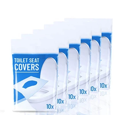 Image of 60PCS Flushable Paper Toilet Seat Covers, Disposable Cover, Use in Travel or Public Toilets