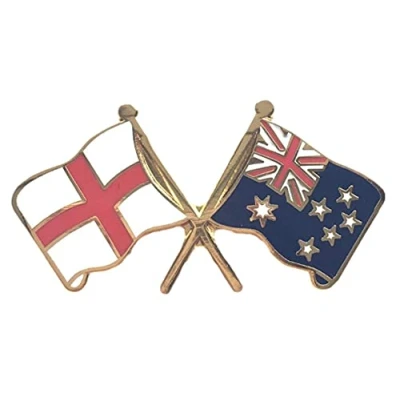 Image of Emblems Gifts England &amp; Australia Flags Friendship Courtesy Enamel Lapel Pin Badge *New Size*