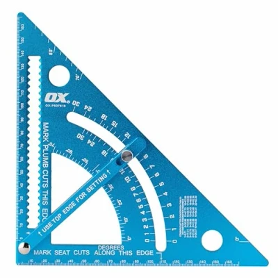 Image of OX Tools Pro Adjustable Aluminium Roofing Rafter Square, Metric 180mm