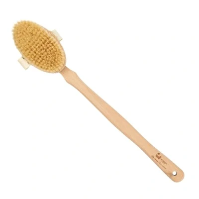 Image of Eco Bath London Natural Soft Bristle Body Brush with Detachable Handle Gentle Dry Brushing for Exfoliation, Cellulite Treatment, and Lymphatic Improvement