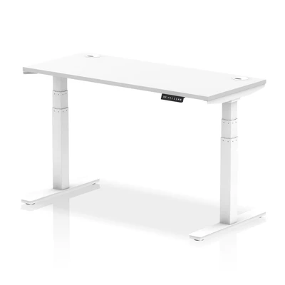 Image of Air 1400x600mm Height Adjustable Desk White Top Cable Ports Leg