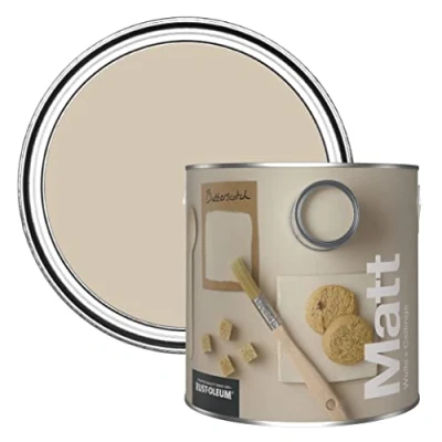 Image of Rust Oleum Colours Matt Emulsion Wall and Ceiling Paint Butterscotch 2.5L