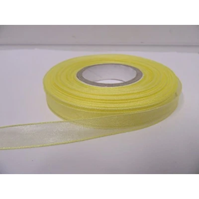 Image of 2 metres of 9mm Sheer Organza Ribbon Lemon Light Yellow Double Sided