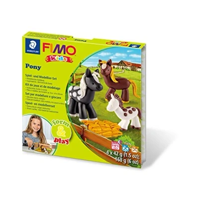 Image of STAEDTLER Fimo Kids Form &amp; Play Pony 7 Parts, clay, Multi Colour, 15.5 x 15.6 2.2 cm