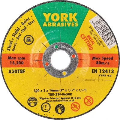 Image of 5x York 100X3X16MM A30TBF DPC Reinforced Cutting Discs Type 42