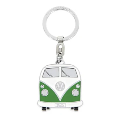 Image of BRISA VW Collection Volkswagen Enamel Metal Keyring Keychain Accessory Keyholder in T1 Bus Design (Front/Green)