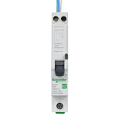 Image of Schneider Electric Easy9 RCBO Residual Circuit Breaker with Overcurrent Protection, 1 Pole, 32A, 30mA, Type A, B Curve, EZ9D16832