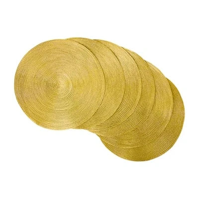 Image of DII Woven Placemats Collection Metallic Round Placemat Set, 15&quot;, Gold, 6 Piece