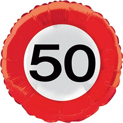 Image of Folat 50th Birthday Traffic Sign Foil Balloon 46 cm