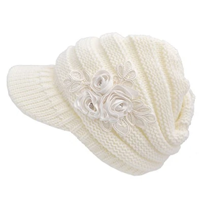 Image of XRDSS Women Winter Peaked Beanie Cap Ladies Warm Knitted Hat (White)