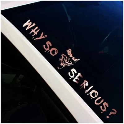 Image of Finest Folia Front Window Sticker Lettering Why So Serious? Joker for Windscreen Rear Car Vehicle Decor FS56 (Rose Gold Chrome, Exterior Adhesive)