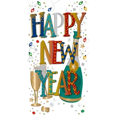 Image of Happy New Year Bubbles Embellished Christmas Greeting Card Special Xmas Cards MWXC0393/99