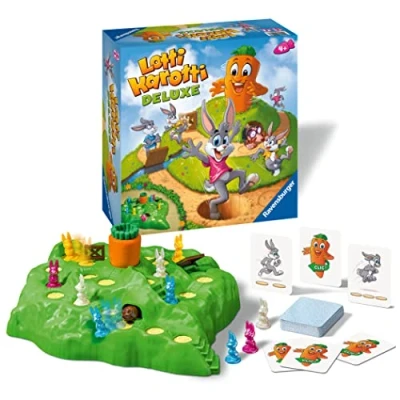 Image of Ravensburger, 209033, Lotti Karotti Deluxe Party Game for Kids Aged 4 and Up, Includes Interactive Hill, 16 Rabbit Figures, 48 Cards, Boxed