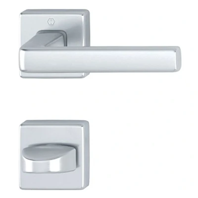 Image of Dublin Handle Set on Rosette Square Toilet Aluminium Silver Anodised
