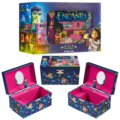 Image of Disney Encanto Musical Jewellery Box for Girls Princess Frozen Storage with Spinning Mirabel The Little Mermaid Ariel Elsa Music Box, Gifts (Multicolour Encanto)