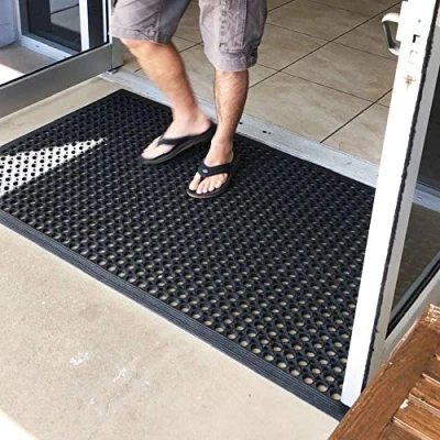 Image of The Shopfitting Shop Large &amp; Small Outdoor Rubber Entrance Mats Anti Fatigue None Slip Indoor Safety Flooring Drainage Door Mat Sizes 0.9 Metre x 1.5 and 0.6 0.9m (0.9 Metre)