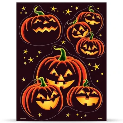 Image of Unique Party 40777 Pumpkin Grin Halloween Window Clings Sheet