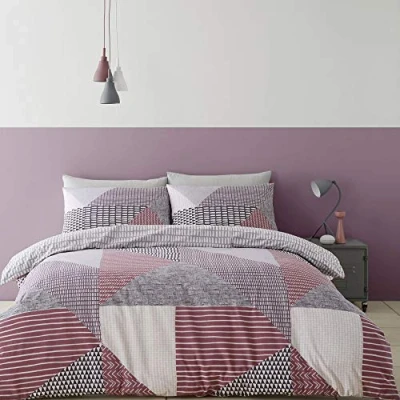Image of Catherine Lansfield Larsson Geo Easy Care King Duvet Set Plum