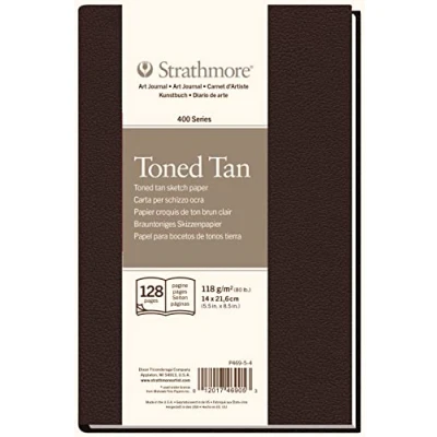 Image of Strathmore 400 Toned 118gsm Paper Hardbound Sketchbook, Fine Grain, 5.5 x 8.5 in, 64 Sheets, Ideal for Professionals &amp; Students
