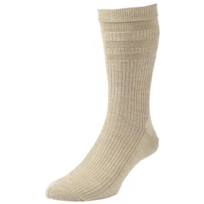 Image of HJ190 Hall Mens Softop Extra Wide Loose Wool Rich Socks Oatmeal 6 11