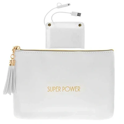Image of Shine Bright Power Bank Purse PU Cover with Zip Top and Tassel White Super