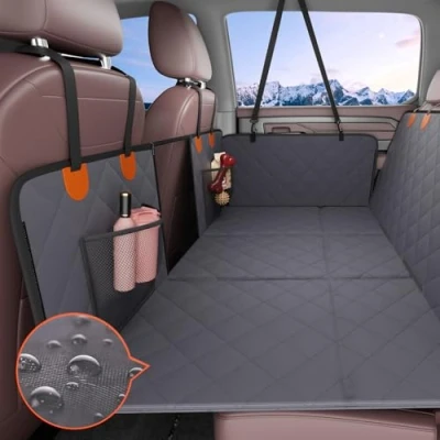 Image of VEVOR Back Seat Extender, Dog Car Cover for Bed with Mesh Window and Storage Pocket, Supports 400lbs Hammock 57.4&quot;x30.3&quot; Truck
